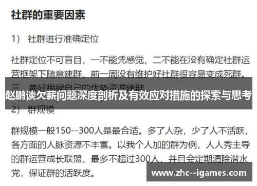 赵鹏谈欠薪问题深度剖析及有效应对措施的探索与思考